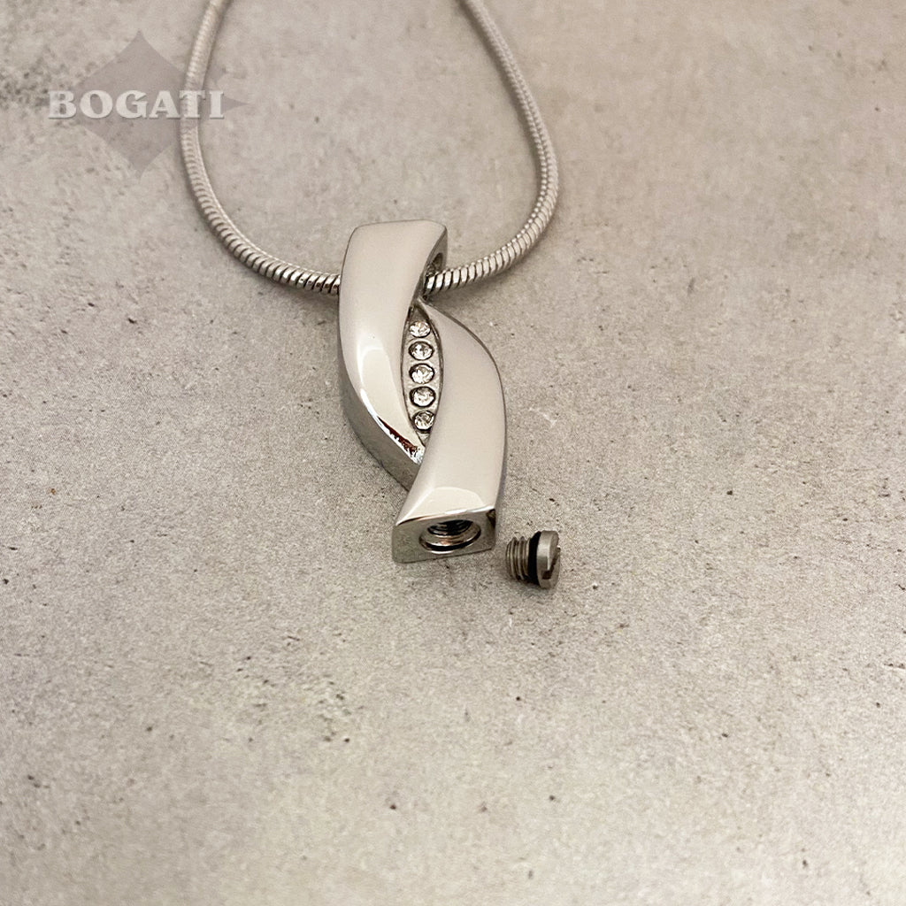 J-996 - Infinity Ribbon with Crystals - Pendant with Chain