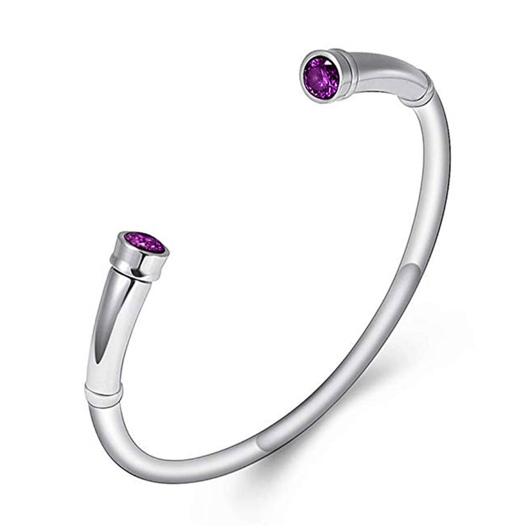 J-BANGLE 01 – Jeweled Silver-tone Bangle with Amethyst Crystals
