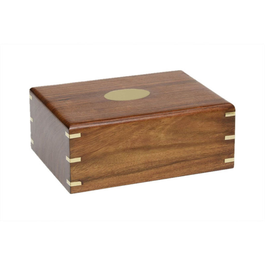 IMPERFECT - MEDIUM Rosewood Urn NM-216 - Brass Inlay Oval Plate & corners