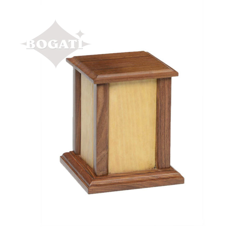 CLEARANCE - SMALL Rustic Wooden Urn -NM-CC2- with Wooden Paw Cross