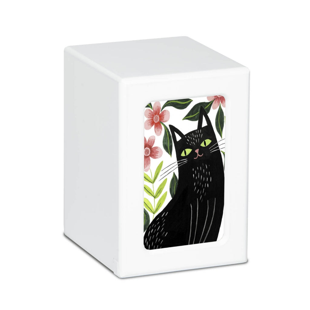 MEDIUM PY06 -White- Cat and Flowers