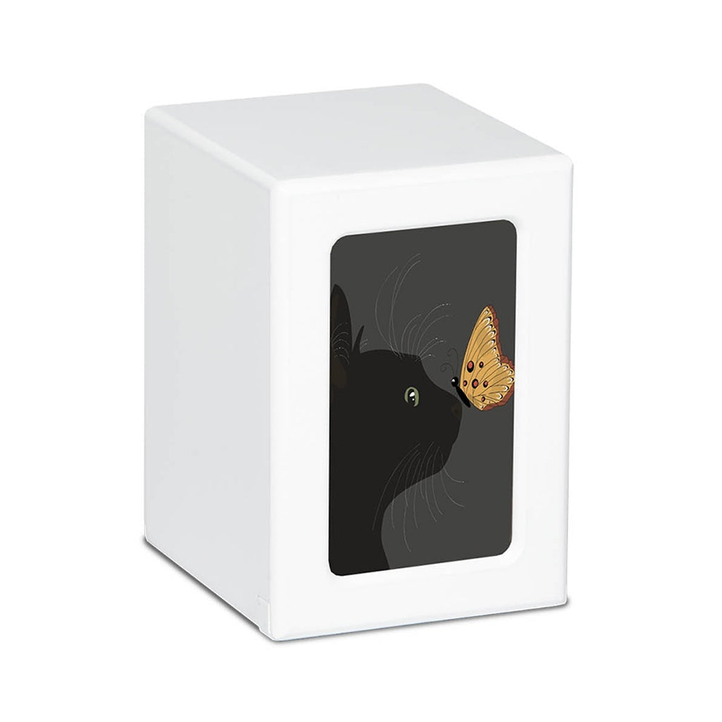 MEDIUM PY06 -White- Black Cat with Butterfly