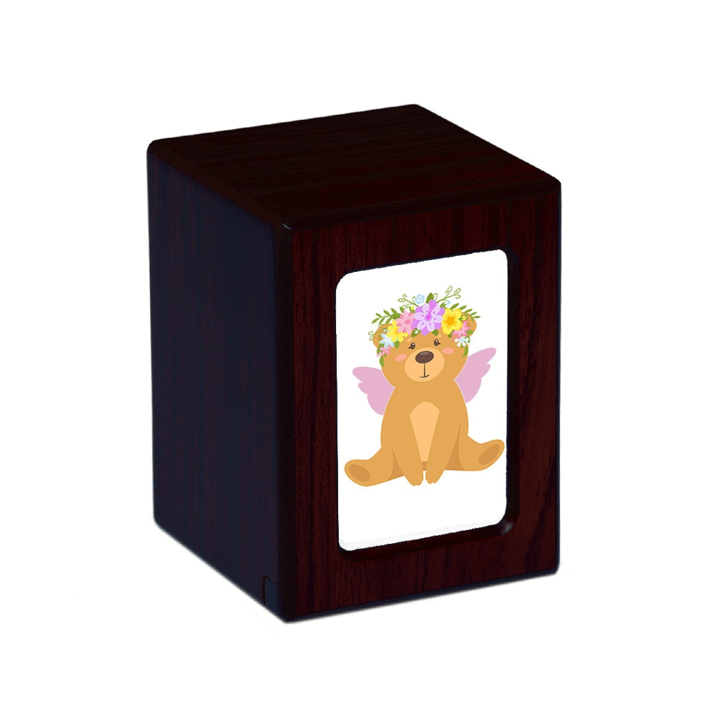 SMALL Photo Frame urn PY06 - Teddy Bear Angel Pink Dark Cherry