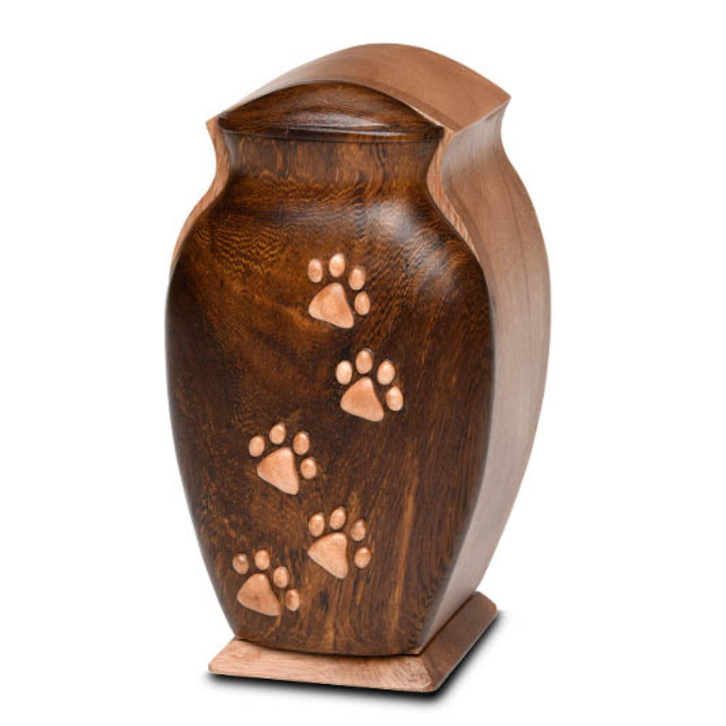 CLEARANCE - MEDIUM Harwood Pet Urn with Paw Applique - Bogati Exclusive