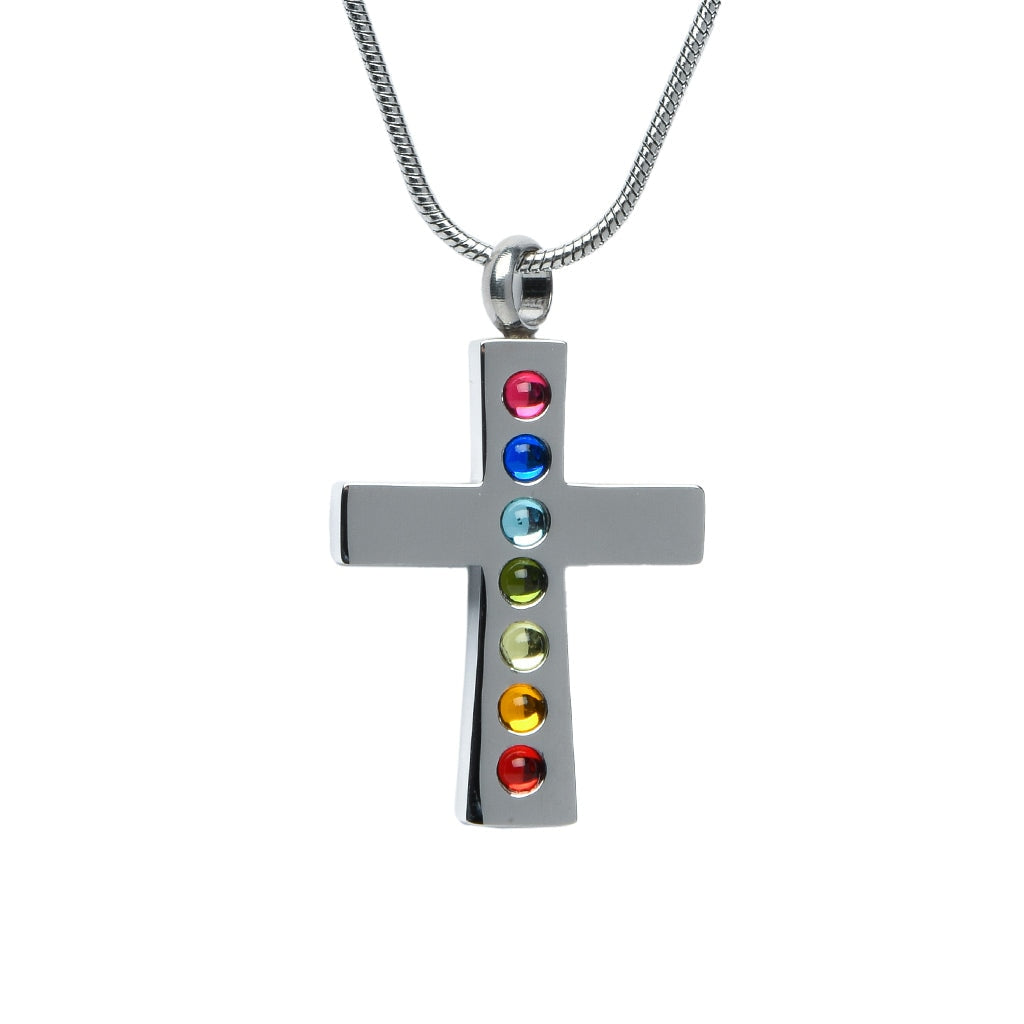 J-046 Cross with Multicolor Stones