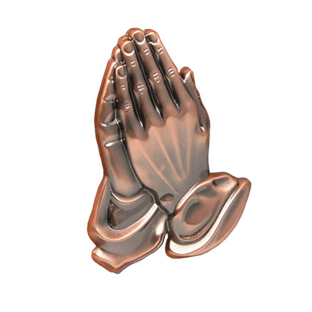 Large Praying Hands- Metal applique - Bronze-tone