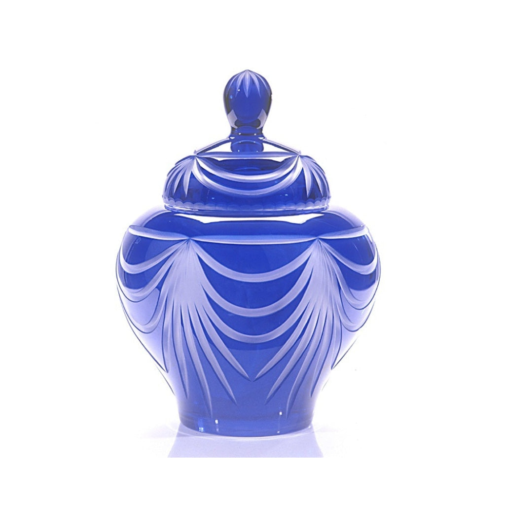 CLEARANCE - MEDIUM Crystal "Majestic Angel" Urn -U-02B-60 - Blue
